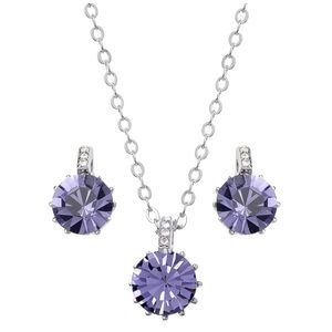 💎💎 Regal Purple Round Cut Solitaire Necklace & Earrings Set